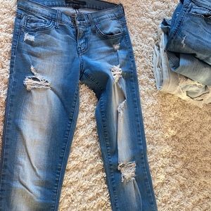 Gradient skinny jeans with rips
